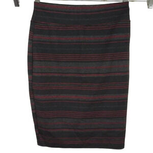 Joe B by Joe Benbasset Pencil Bodycon Skirt Women Size M Black Gray Red Stripe